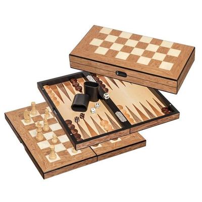 Schach Backgammon Dame Set, Feld 40 mm, Magnetverschluss