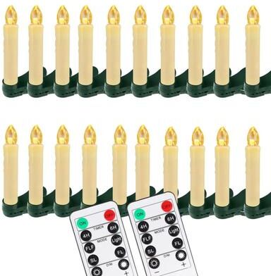 Uplift Treasures 10 Piece LED Flameless Taper Candles With Remote And Timer 20 Pcs