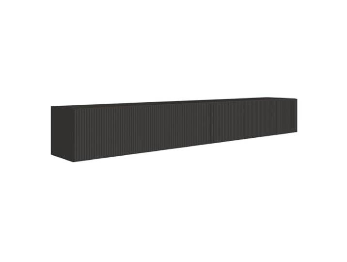 Selsey TV-Lowboard Hängend 200 cm Mattes Schwarz 4 Geräumige Fächer Elegante Geprägte Front Laminierter Korpus MDF Front Robust ABS Kanten Für Fernsehzubehör