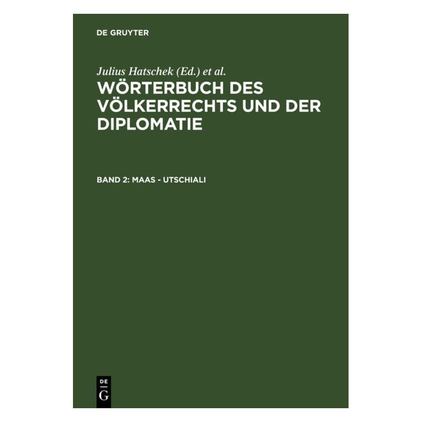 De Gruyter Maas - Utschiali (Deutsch, Hardcover, Julius Hatschek, Karl Strupp) (67773594)