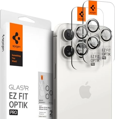 Spigen Glass tR EZ Fit Optik Pro 2 Pack White Titanium iPhone 17 Pro/16 Pro/17 Pro Max/16 Pro Max, 2 Stk