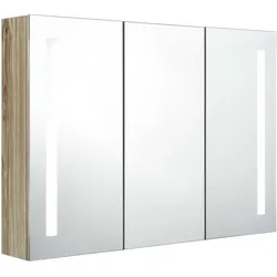vidaXL LED-Bad-Spiegelschrank 89x14x62 cm Eichen-Optik