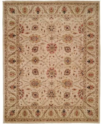 KALATY Traditional Beige Hand-Knotted Wool Area Rug