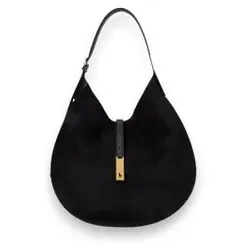 Polo Ralph Lauren für Damen. 428929804003 Große Polo ID Umhängetasche aus schwarzem Wildleder (OSFA), Lässig