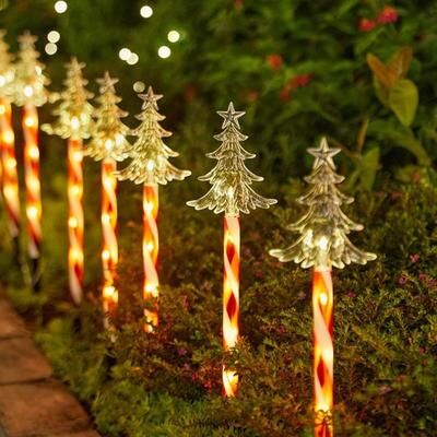 Multicon Wholesale Hub Red Tube LED Solar Pentagram , Outdoor Waterproof Lawn Light, Snowflake Christmas Tree Bell Courtyard Decoration christmas Tree Stars