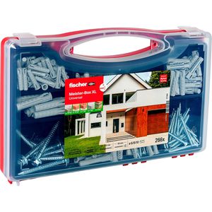 Fischer Schrauben-Dübel-Set 577866, Meister-Box XL Universal, 2 verschiedene Dübel & Schrauben, 266-teilig, 30 Stück