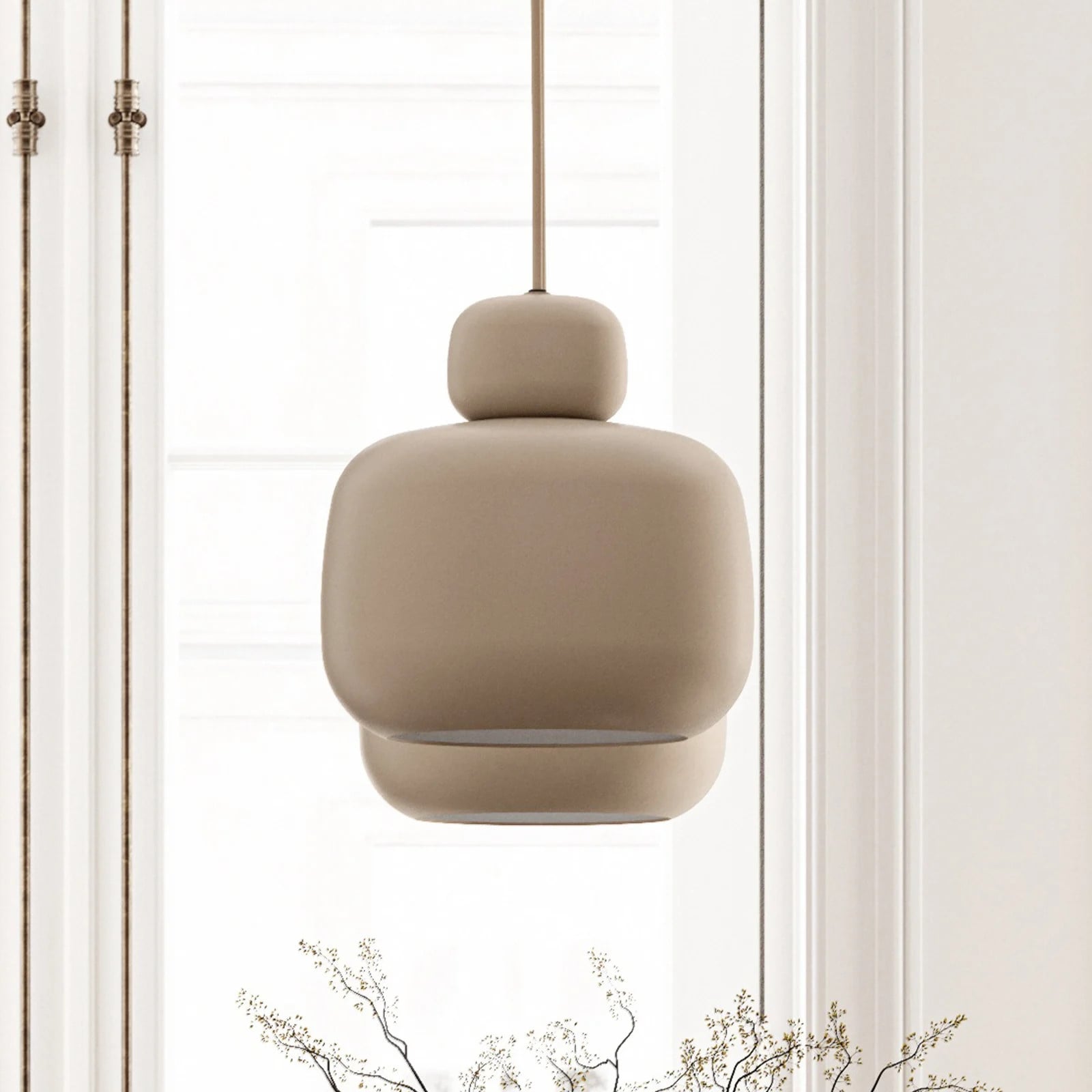 Woud Stone hanglamp Small beige metaal Ø 16 cm