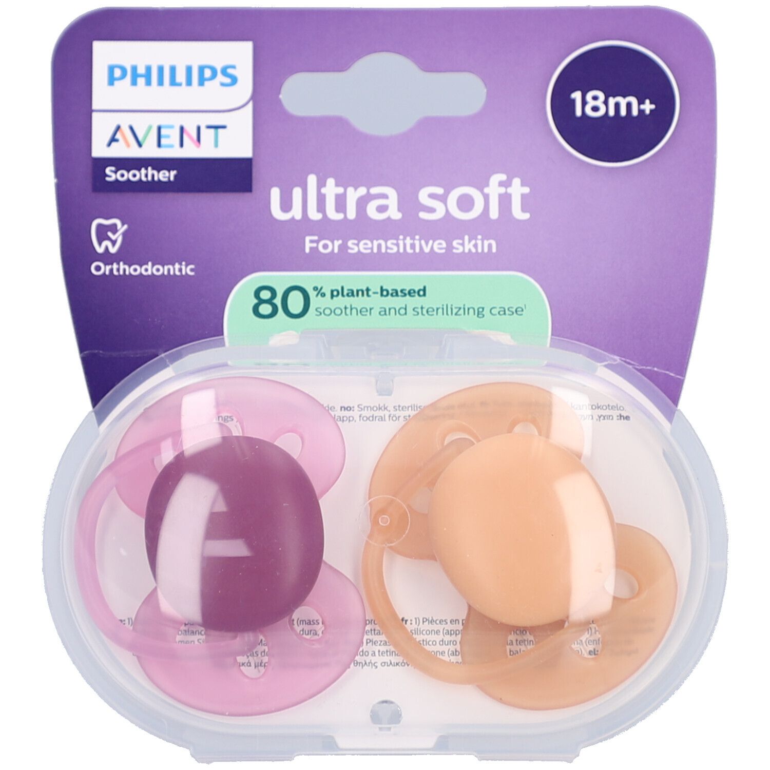 Philips Avent Fopspeen +18m Soft fuchsia/perzik 2st 2 St Schnuller