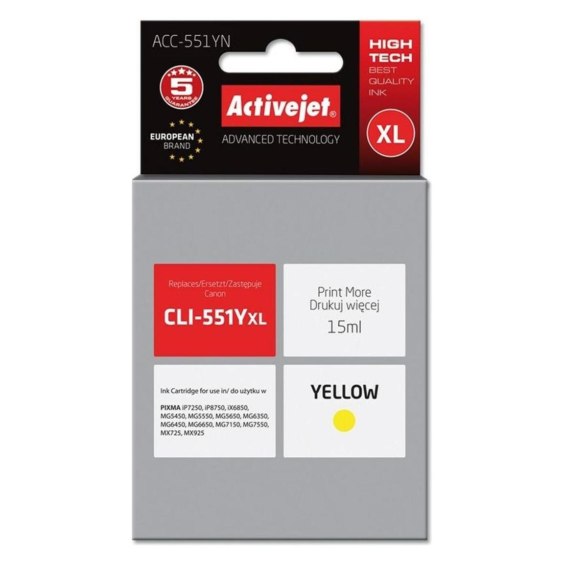 Activejet ACC-551YN Druckerpatrone (e) Kompatibel Hohe (XL-) Ausbeute (Y) (ACC-551YN)