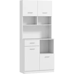 KÜCHENSCHRANK Hochschrank mit verstellbaren Regalen Schublade Weiß