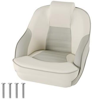Costway Captain Bucket Seat with Waterproof PVC Leather for Boat Sightseeing-White
