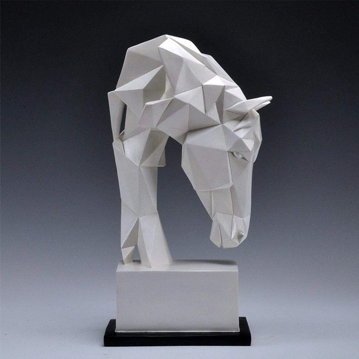 Wit geometrisch paardenhoofd beeld voor decoratie, Hoogte: 37 cm