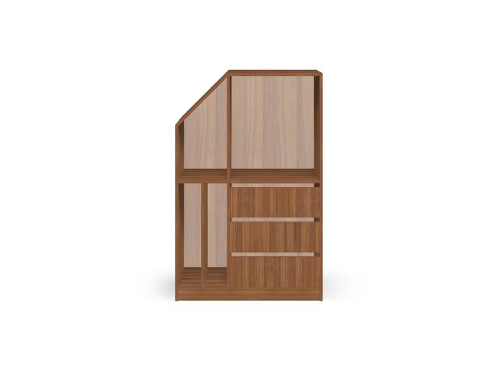Offener Dachschrägenschrank Premium Dekore Nuss­baum