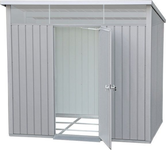DURAMAX-Metallgerätehaus Palladium 8x6 silber-mit Pultdach und Oberlicht-7453