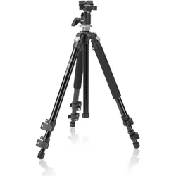 mantona Pro Makro II Stativ Kugelkopf (Metall), Stativ, Schwarz