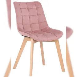 Décoshop26 - Esszimmerstuhl x1 großzügige Polsterung aus rosa Samt Holzbeine 10_0002085 10_0002085