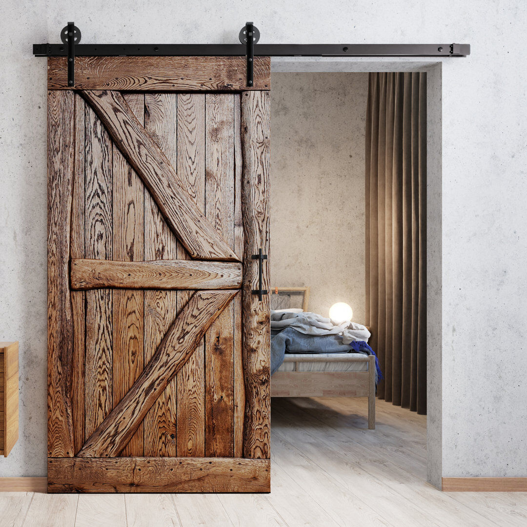 Union Rustic Virpi Solid Oak Barn Doors Brown Oil 210cm H x 110cm W x 4cm D