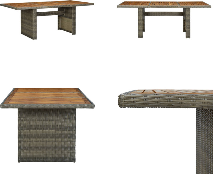 vidaXL Gartentisch Braun Poly Rattan und Akazie Massivholz - Gartentisch - Gartentische - Tisch - Tische