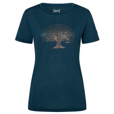 super.natural - Women's Tree of Knowledge Tee - Merinoshirt Gr M blau