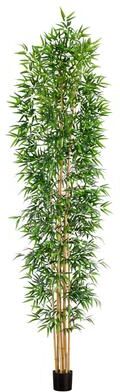Nearly Natural 12' Artificial Bamboo Tree with Real Bamboo Trunks - Green