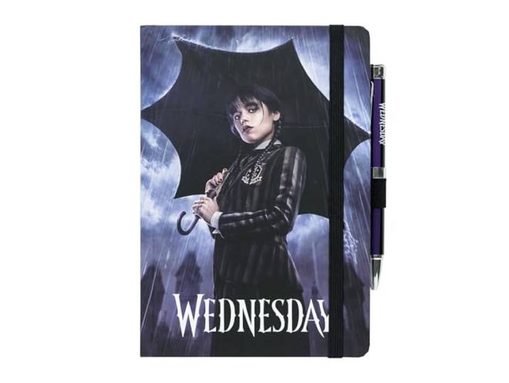 Grupo Erik Premium Notitieboek Wednesday - A5 premium notitieboek - Wit notitieboek - Gestippeld - A5 witte pagina's - Bullet journal - Inclusief projector pen