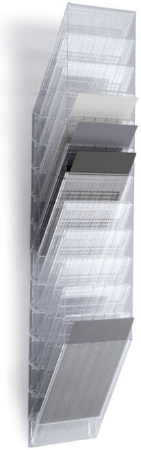 Porte-prospectus H1115xl240xP135mm nbre. comp. 12 A4 hoch polystyrène transparen ; Durable (1709763400)