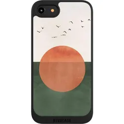 Nivocase Handyhülle für Apple iPhone 7 Hülle NIVOpure Case Schwarz Sonnenschein Sonnenuntergang Vogel (Apple iPhone 7), Smartphone Hülle, Schwarz