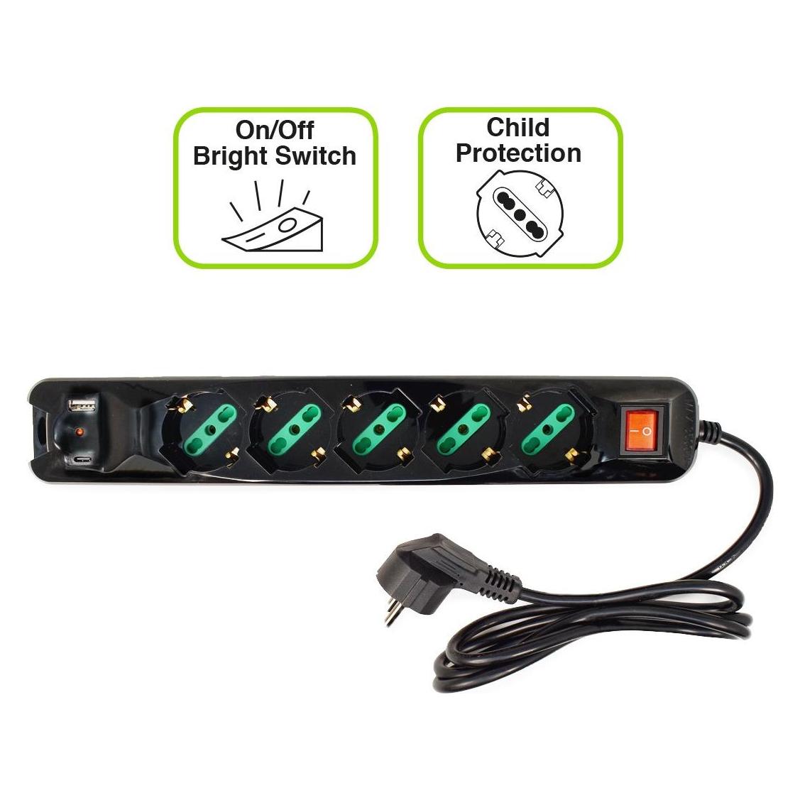 Tecnoware Power Systems Power Cleaner (5x, USB-A, USB-C) (FMP5GIGUSB)