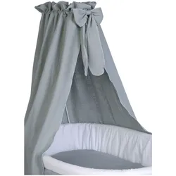 Mionido Textiles Set für Stubenwagen Musselin Uni Schleife, weiss | gruen