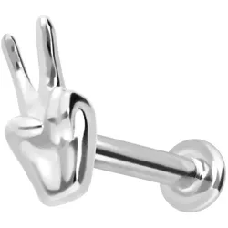 14 Karat Gold Labret mit Innengewinde PEACE-ZEICHEN