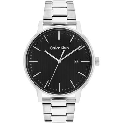 Quarzuhr CALVIN KLEIN "LINKED", silber (silberfarben), Armbanduhren, Herren, Quarzuhr, Armbanduhr, Herrenuhr, Datum, Mineralglas, Edelstahlarmband
