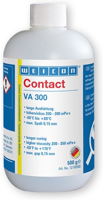 WEICON VA 300 Cyanacrylat-Klebstoff, Sekundenkleber für saugende und poröse Werkstoffe, 0,5 kg (12100500)