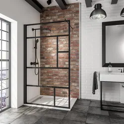 Schulte  ExpressPlus  Alexa  Style  2.0  Walk  In  Black  Style  1400  mm  -  Mattschwarz  -  mit  Glasdekor  "Atelier  1"