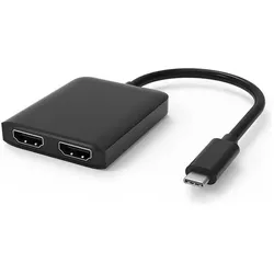 DLH USB-C Male To Dual HDMI Female Adapter - 19cm Cable - Compatibl (HDMI), Video Adapter, Schwarz