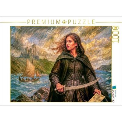CALVENDO Puzzle Grace O'Malley - Irische Piratenkönigin in dramatischer Szene | 1000 Teile Lege-Größe 64x48cm Foto-Puzzle für glückliche Stunden
