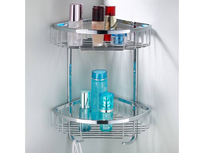 Étagères de salle de bain, étagère d'angle, acier inoxydable chromé 304, étagère murale de salle de bain, panier de douche, accessoires de salle de bain, étagères