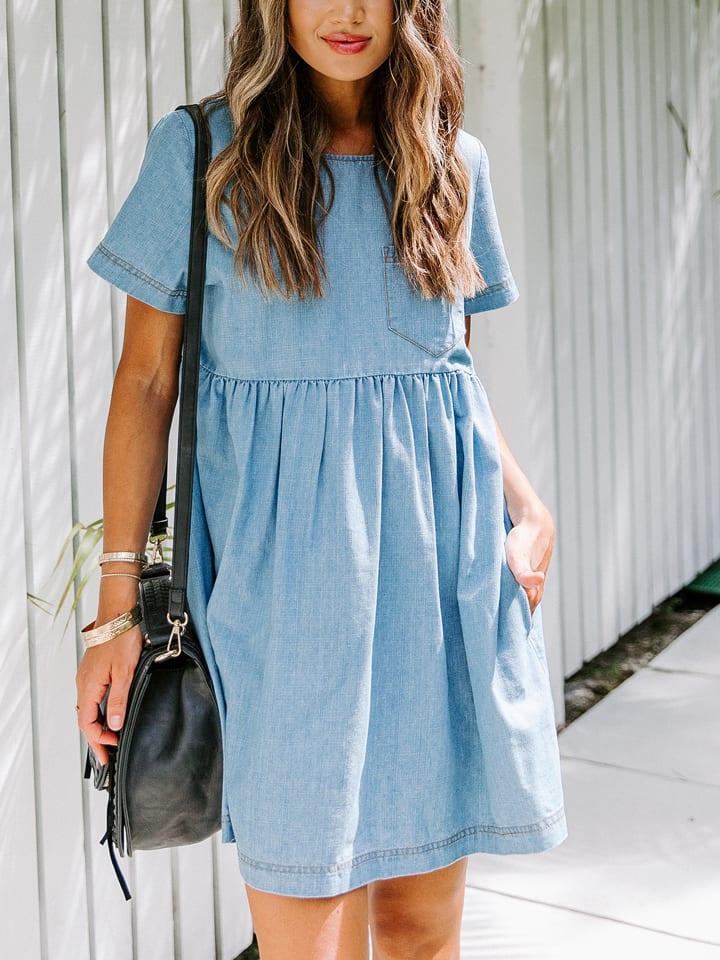 LA Angels Jeans-Kleid in Hellblau - S