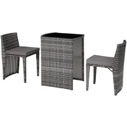tectake Aluminium Rattanset Bistro Hamburg  Grau