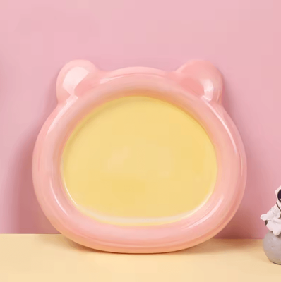 Inspire Curations WhiskerBloom Ceramic Cat Feeding Bowl pink Yellow Bear diameter 15cm