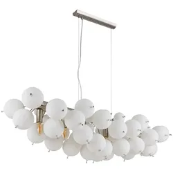 Pendelleuchte Hängelampe Esszimmerleuchte 6-Flammig Glas opal nickel-matt E14