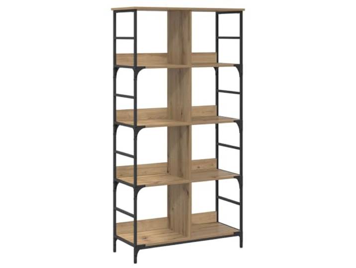 HKTMGDNG Standregal 4 Ebenen 78,5x33x153 cm Metall PB Artisan-Eiche Vielseitiges Dekoregal für Schlafzimmer und Flur, stabile Bauweise mit 60 kg Belastbarkeit und reichlich Platz.