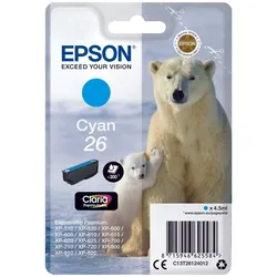 Epson Original 26 Eisbär Druckerpatrone cyan 300 Seiten 4,5ml (C13T26124012)