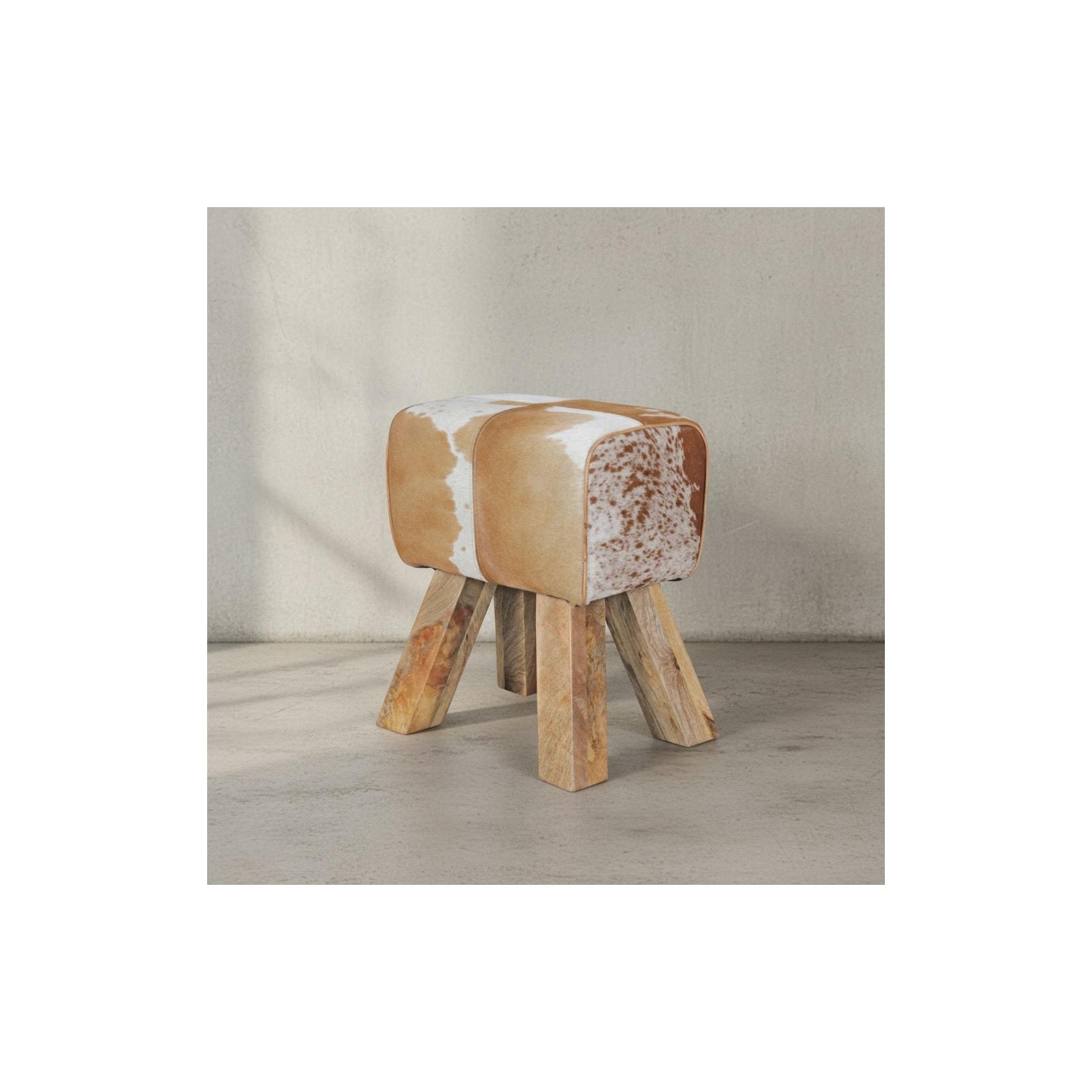 KADIMA DESIGN Ziegenfell-Sitzhocker, Moderner Landhausstil, Haarleder - Komfortabel & Stilvoll