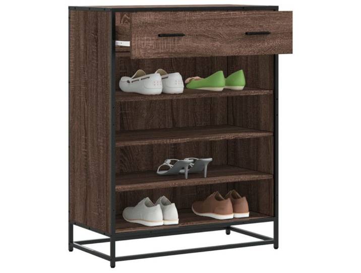Meuble à chaussures chêne marron bois d ingénierie et métal