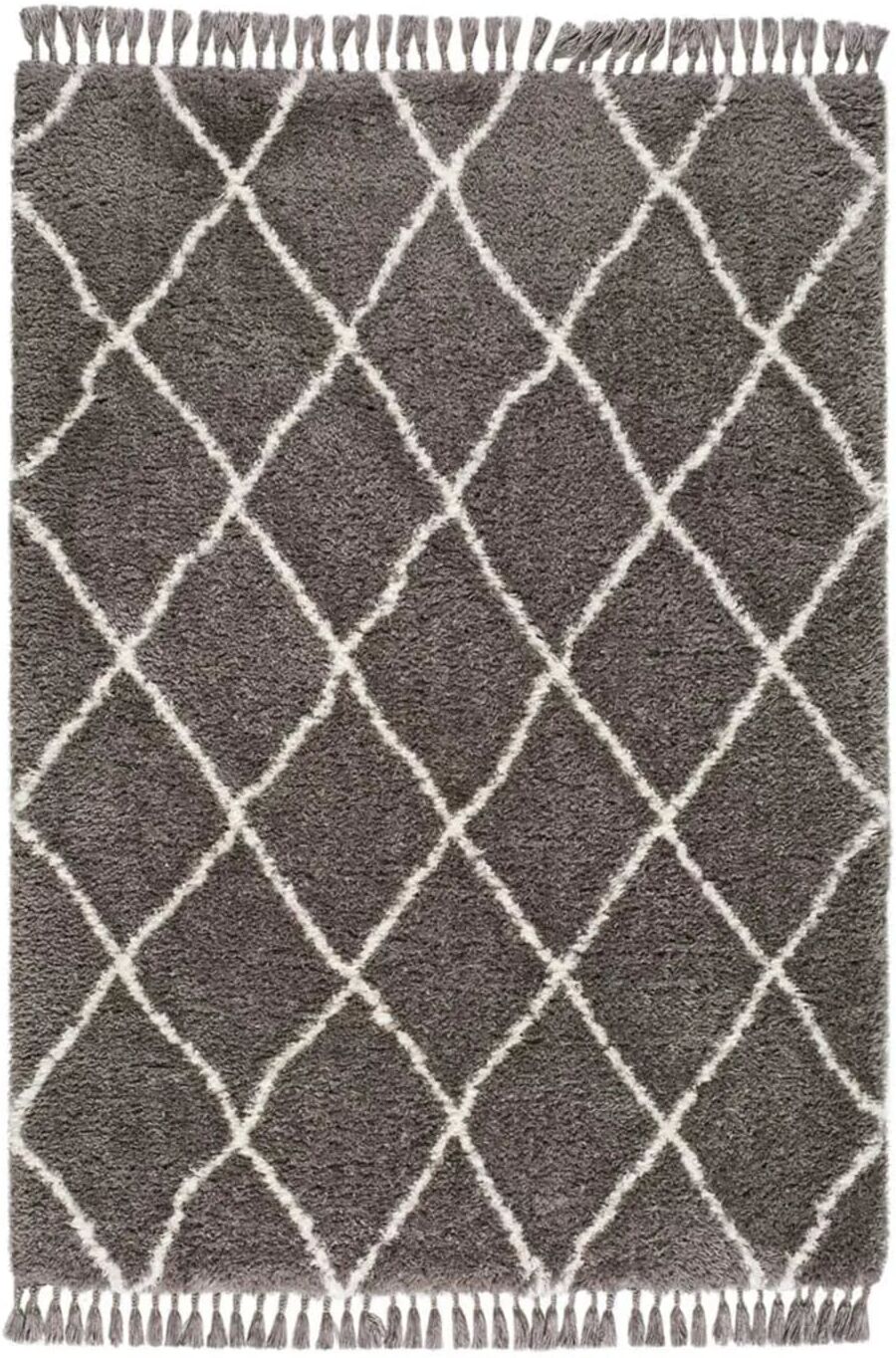Atticgo Tapis shaggy uni gris 120x170 cm Gris 170x7x120cm