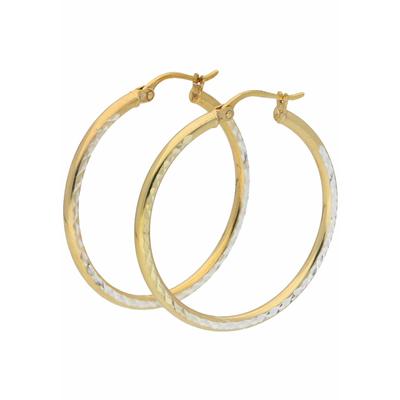 Paar Creolen FIRETTI "Schmuck Geschenk Silber 925 diamantiert Bicolor Optik", silber (gelbgoldfarben, silberfarben), Ohrringe, Damen, 30mm, Silber 925 (Sterlingsilber)