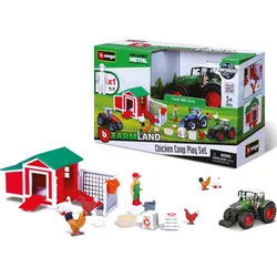 Bburago 18-31681 - Farmland Hühnerstall inkl. Fendt Traktor (17 Teile)