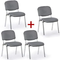 Konferenzstühle VIVA PLUS 3+1 GRATIS - verchromte Füße, grau