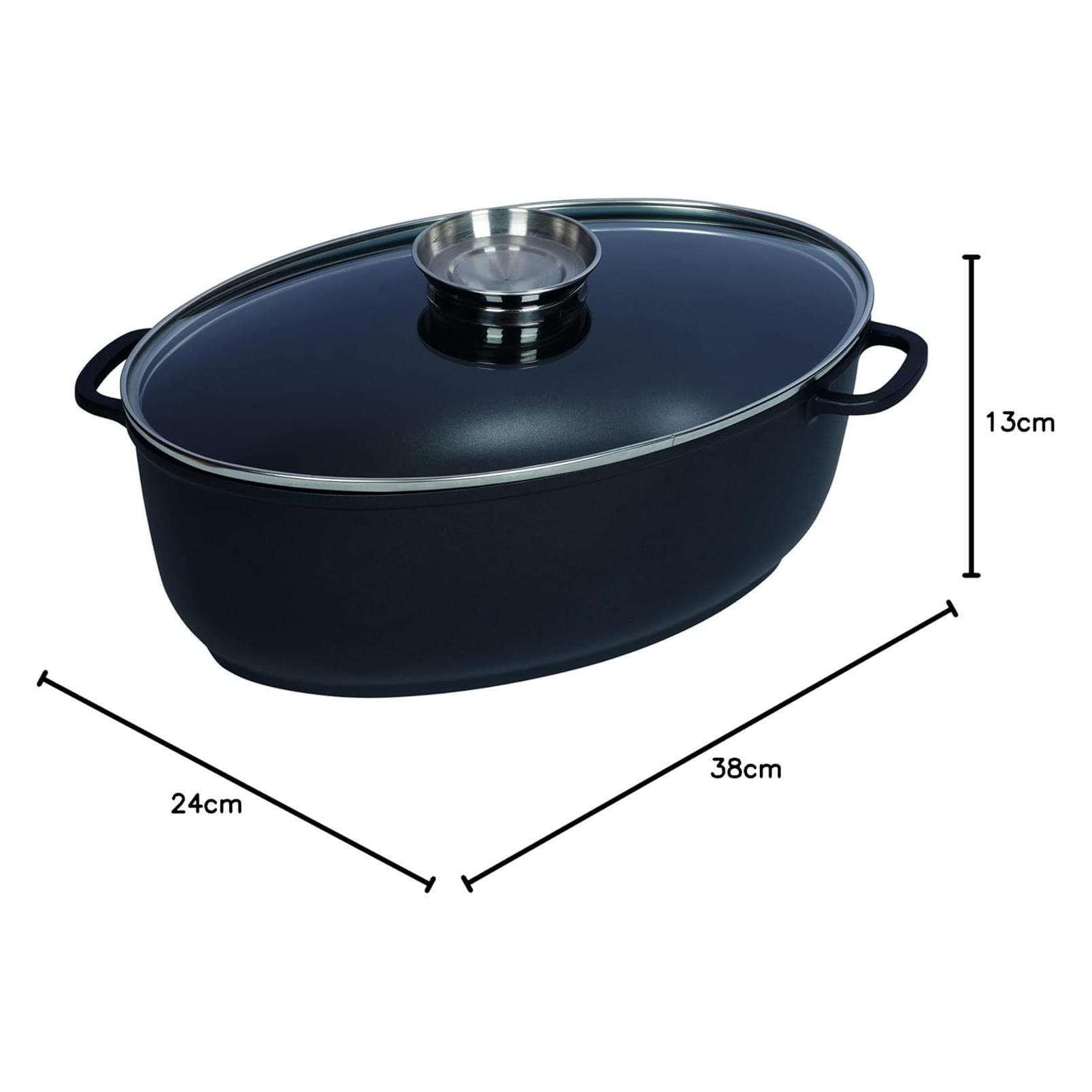 Kelomat Bräter oval 3-teilig, 8L (Kochtopf, Aluminium, 38 x 13 cm) (3426-336)