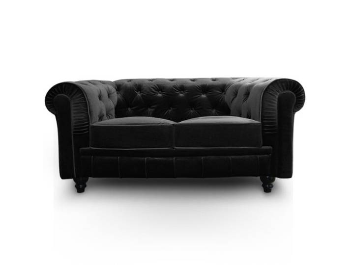 Menzzo A605V2 Contemporain Canapé 2 Places Bois/Velours Noir 80 x 157 x 72 cm